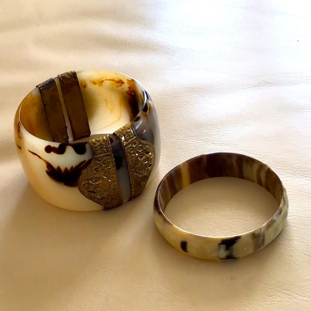 Vintage lucite and bone bangles